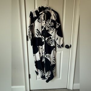 Anthropologie Black and Cream Patterned Dress